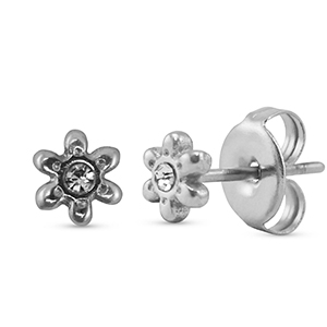 Ohrringe / Ohrstecker aus Stainless Steel - Rostfreiem Stahl flower Silver
