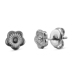 Ohrringe / Ohrstecker aus Stainless Steel - Rostfreiem Stahl flower Silver
