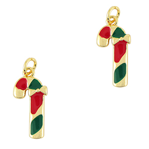 TQ Metall Brass Anh&auml;nger Candy Cane Gold