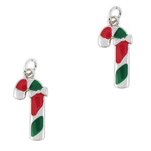 TQ Metall Brass Anh&auml;nger Candy Cane Silver