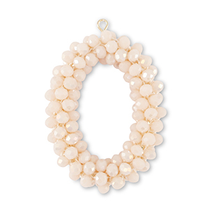 Facetten Perlen Anh&auml;nger Oval Vanilla white