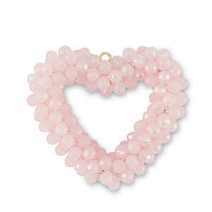 Facetten Perlen Anh&auml;nger Heart Light pink