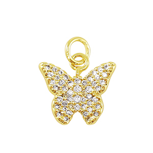 TQ Metall Brass Anh&auml;nger Zirconia Butterfly Gold