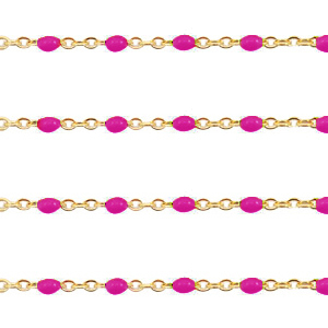 Zubeh&ouml;r aus Stainless Steel - Rostfreiem Stahl Gliederkette 1mm Magenta pink-gold