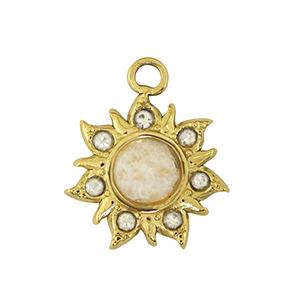 Anh&auml;nger aus Stainless Steel - Rostfreiem Stahl flower Gold / White