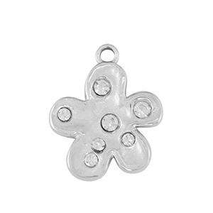Anh&auml;nger aus Stainless Steel - Rostfreiem Stahl flower Silver / Crystal