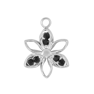 Anh&auml;nger aus Stainless Steel - Rostfreiem Stahl flower Silver / Black