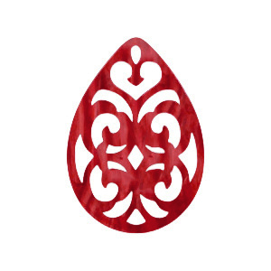 Anh&auml;nger aus Resin Tropfen Barock 38x27mm Chilli red