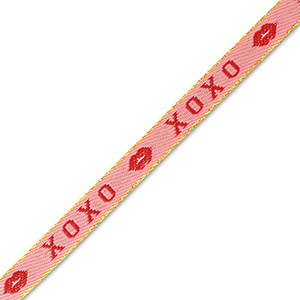 Schmucktextband "xoxo" Pink-red
