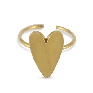 Stainless Steel - Rostfrei Stahl Ringe Enamel heart Gold