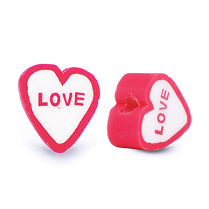 Perlen Polymer ''Love'' Red-White
