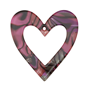 Anh&auml;nger aus Resin Heart Magenta pink-black