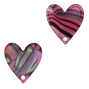 Anh&auml;nger aus Resin Heart Magenta pink-black