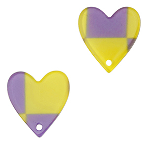 Anh&auml;nger aus Resin Heart Purple-lime green