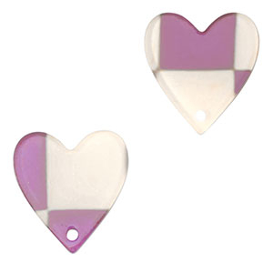 Anh&auml;nger aus Resin Heart Purple-beige