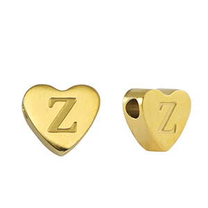 Perlen aus Stainless Steel - Rostfreiem Stahl Heart Buchstaben Z Gold