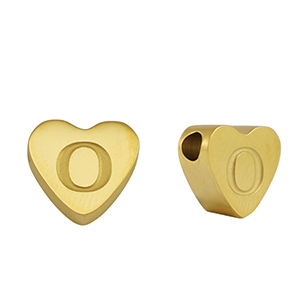 Perlen aus Stainless Steel - Rostfreiem Stahl Heart Buchstaben O Gold