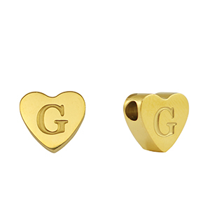Perlen aus Stainless Steel - Rostfreiem Stahl Heart Buchstaben G Gold