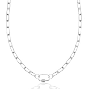 Stainless Steel - Rostfrei Stahl Gliederkette Oval Verschluss Silber