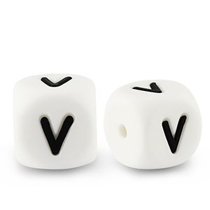 Buchstabenperlen aus Silikon V White-black