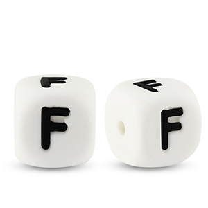 Buchstabenperlen aus Silikon F White-black