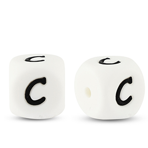 Buchstabenperlen aus Silikon C White-black