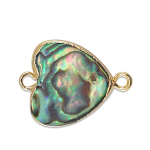 S&uuml;sswasser Perlen Zwischenst&uuml;ck Heart Gold-ocean green