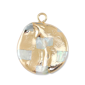 S&uuml;sswasser Perlen Anh&auml;nger Round Gold-Natural white