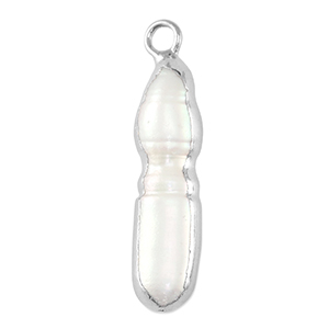 S&uuml;sswasser Perlen Anh&auml;nger Tooth Silver-Natural white