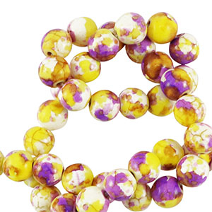 Keramik Perlen 6mm White-yellow purple