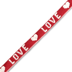 Schmucktextband "love" Red-white
