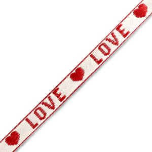 Schmucktextband "love" White-red