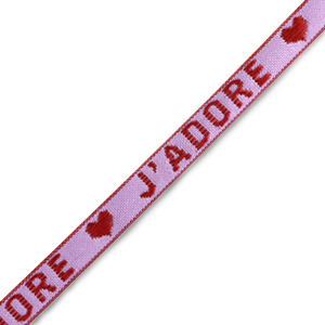 Schmucktextband "j'adore" Purple-warm red