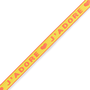 Schmucktextband "j'adore" Neon yellow-orange