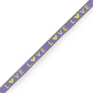 Schmucktextband "love" Lavender purple
