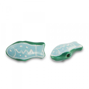 Perlen Keramik Fish Blue-green