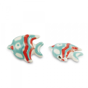 Perlen Keramik Fish Turquoise-red