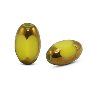 Oval Glas Perlen Facet Yellow-gold