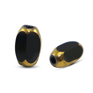 Oval Glas Perlen Facet Black-gold