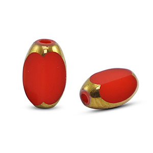 Oval Glas Perlen Facet Red-gold