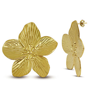 Stainless Steel - Rostfrei Stahl Ohrringe Flower Gold