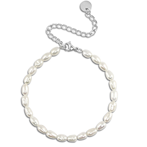 Stainless Steel - Rostfrei Stahl Armb&auml;nder Pearls Silver
