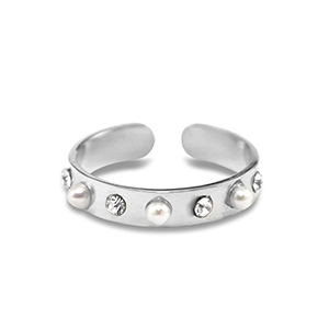 Stainless Steel - Rostfrei Stahl Ringe Pearls Silver