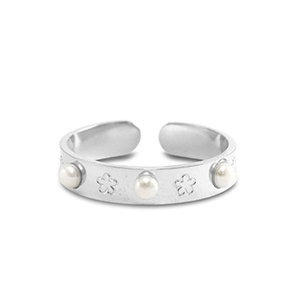 Stainless Steel - Rostfrei Stahl Ringe Pearls Silver