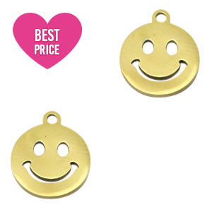 Anh&auml;nger aus Stainless Steel - Rostfreiem Stahl Smiley Gold