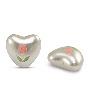 Perlen Acryl Heart Pearl-white