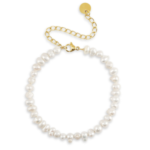Stainless Steel - Rostfrei Stahl Armb&auml;nder Pearls Gold