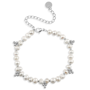 Stainless Steel - Rostfrei Stahl Armb&auml;nder Pearls Silver