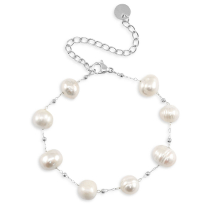 Stainless Steel - Rostfrei Stahl Armb&auml;nder Pearls Silver