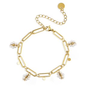 Stainless Steel - Rostfrei Stahl Armb&auml;nder Pearls Gold